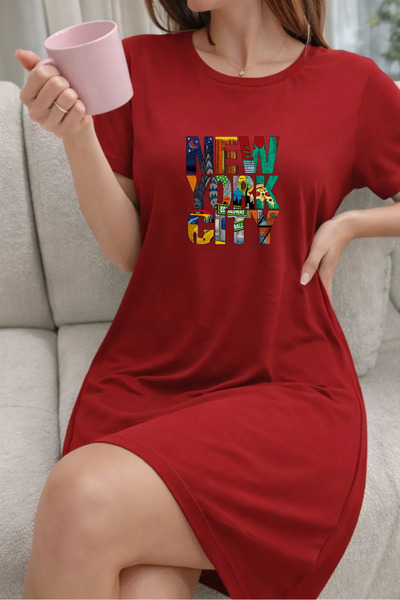 Pink Sky Rochie tricou cu mânecă scurtă pentru femei de mărime mare, cu decol...