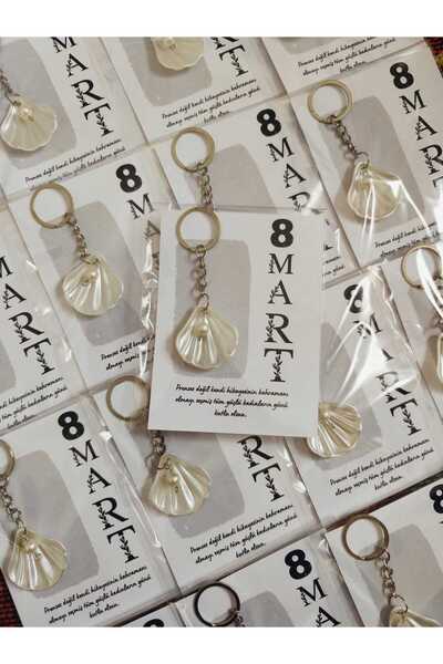 HediyelikAVM 8 martie, card cadou de Ziua Femeii, breloc cu stridii, 10 bucăți