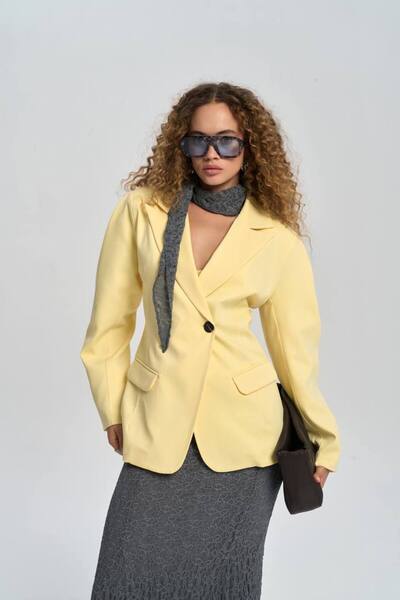 MAİ COLLECTİON Sarı Belden Oturtmalı Blazer