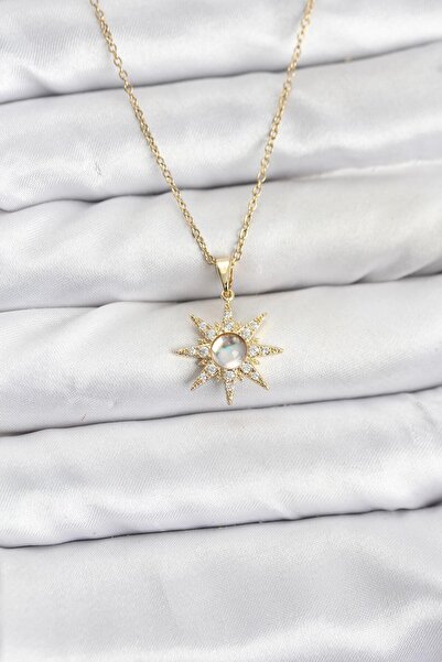 Clariss 316L Steel Chain Gold Color Polar Star Model Zircon Stone Women's Nec...