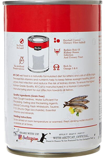 Kit Cat Pacific Sardine with Fresh Whitebait Canned Cat Food 400g