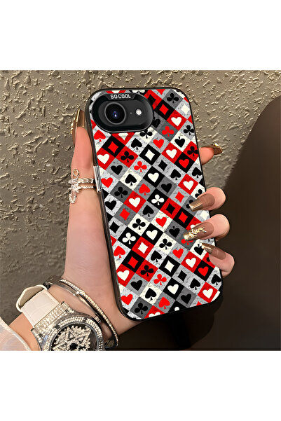 Hontinga حافظة هاتف من السيليكون ذات حافة صلبة ومضادة للسقوط بنمط البوكر متوا...