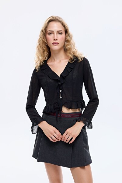 Quzu Women's Blouse Blz00833 Black