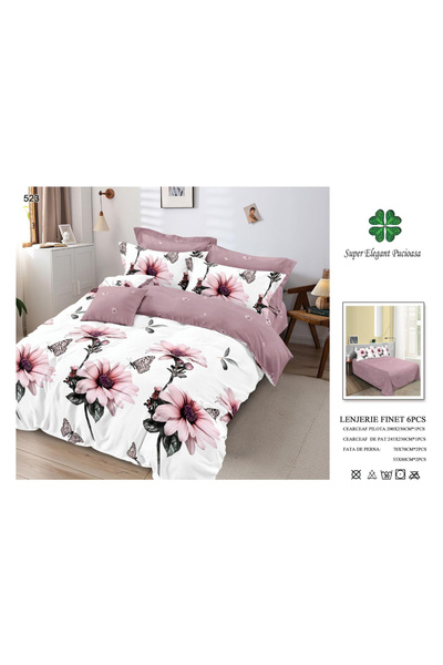 ANATOLIATEKSTILE Lenjerie de Pat Finet 6 Piese, Set Complet Matrimonial, Mode...