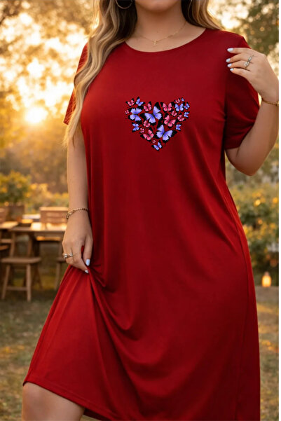 Pink Sky Rochie tricou cu mânecă scurtă pentru femei de mărime mare, cu decol...