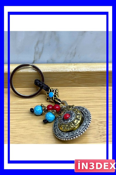 İN3DEX Tibetan Culture Mantra Wheel Keychain 8cm Metal Body
