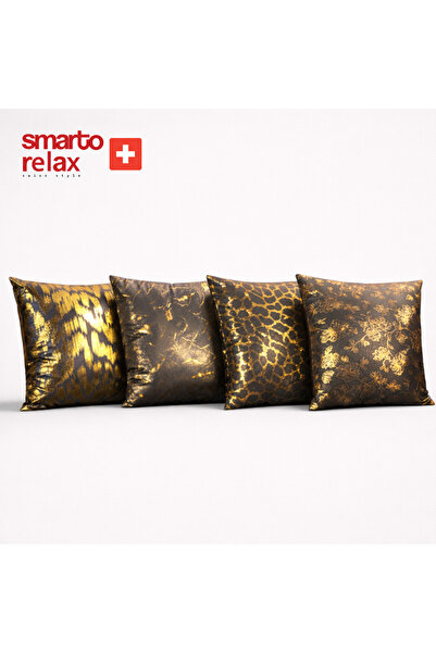 Smarto relax 4'Lü Desenli Dekoratif Dolgulu Kırlent 47x47 cm