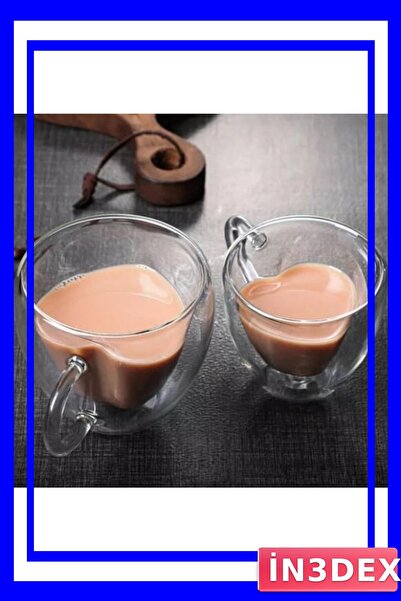 İN3DEX Double Layer Heart Patterned Glass Cup 250ml