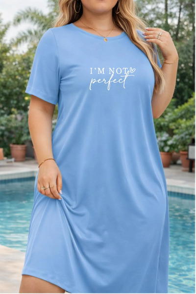 Pink Sky Rochie tricou cu mânecă scurtă pentru femei de mărime mare, cu decol...