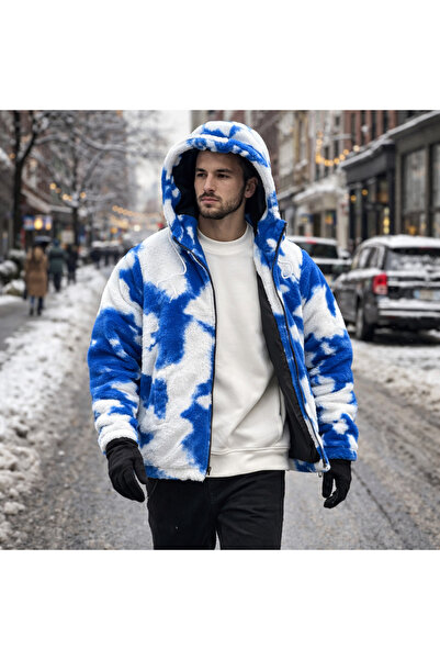 tiggirmoda Men's Oversized Hooded Lined Plush Cardigan