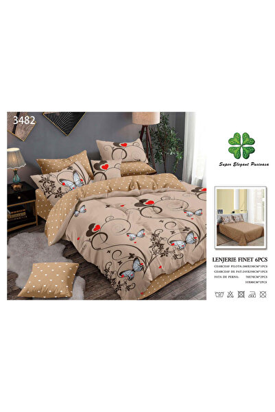 ANATOLIATEKSTILE Finet Bed Linen 6 Pieces, Complete Matrimonial Set, Modern M...