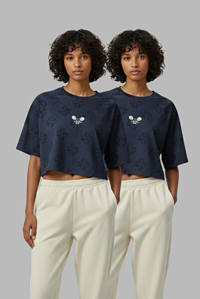 Softandbasic Women's 2-Pack Embroidered 100% Organic Cotton Crew Neck Short C...