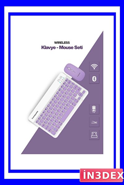 İN3DEX Kablosuz Klavye ve Fare Seti Türkçe Q Düzenli Type-C Şarj