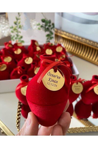 Siyah Lale Nikah Şekeri Kına Testi Hediyelik Kırmızı İçi Kınalı - 25 Adet