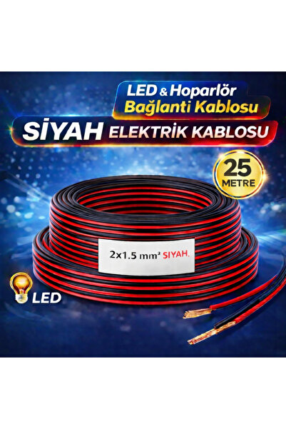 FIRSAT YOLU 2x1.5 Siyah Elektrik Kablosu – LED - Hoparlör - Elektrik Bağlantı...