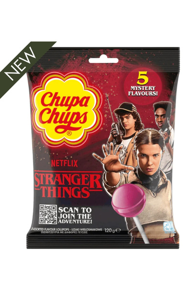 Chupa Chups 5 Mystery Flavors Stranger Things Scan to Join the Adventure Loll...