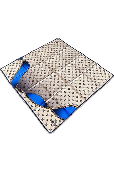 Vissona Κρεμ - Μπλε Μεταξωτό Φουλάρι Tivil IST DGN 51333 - 0003 - 0032