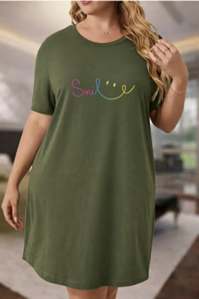 Pink Sky Rochie tricou cu mânecă scurtă pentru femei de mărime mare, cu decol...