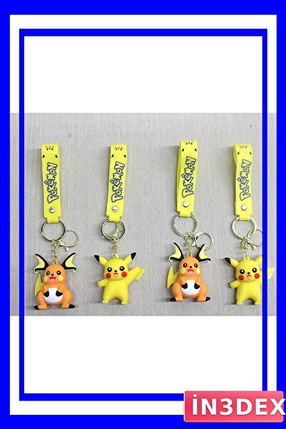 İN3DEX سلسلة مفاتيح من السيليكون بشخصيات بوكيمون مع شخصيات بيكاتشو ورايتشو