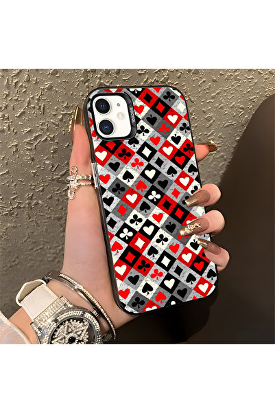 Hontinga حافظة هاتف من السيليكون ذات حافة صلبة ومضادة للسقوط بنمط البوكر متوا...