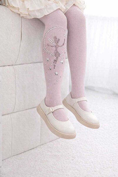 gigigiyim Kız Desenli Taşlı Kız Çocuk Külotlu Çorap