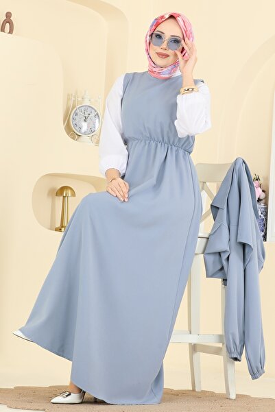 ModaMerve Aksesuar Cep Detaylı Takım 2778AYD574-MS Açık Mavi