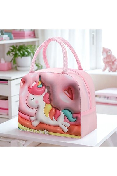 Store Termal Özellikli Şık Beslenme Çantası Figürlü 3D Görünümlü Düz Baskı Te...