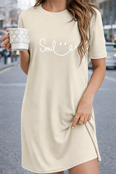 Pink Sky Plus Size Women's Short Sleeve Crew Neck T-Shirt Dress Nightgown