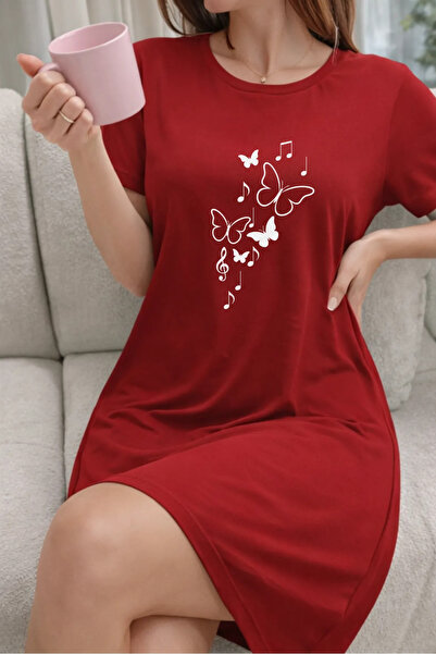 valeriae Γυναικείο κοντομάνικο μπλουζάκι με λαιμόκοψη σε μεγάλο μέγεθος Νυχτικό