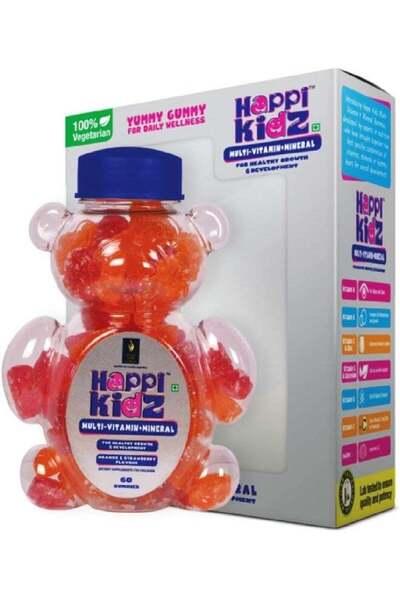 Happi kidz حلوى الفيتامينات المتعددة للأطفال - (60 قطعة) - فيتامينات أ، د، هـ...