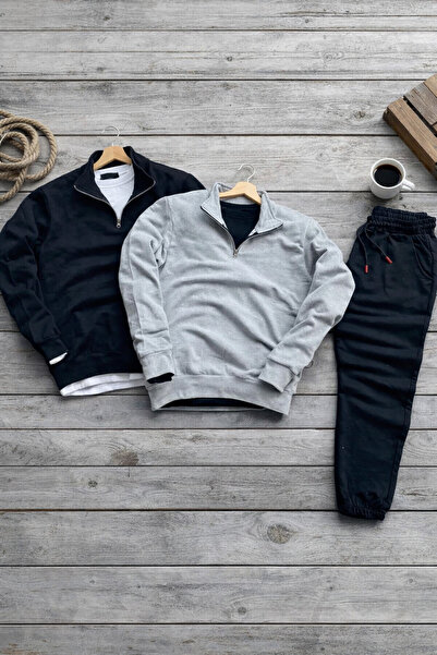 zeag Συνδυασμός 3 τεμαχίων με μισό φερμουάρ Βαμβακερό μαύρο ιδρώτα-βαμβακερό ...