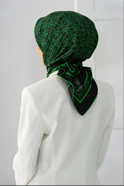 Vissona Tivil Green Silk Scarf Ist 51791 - 4 - 0001 - 0035 Black Mixed Pattern
