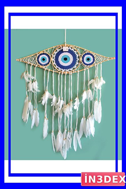İN3DEX إكسسوار زخرفي على شكل صائد الأحلام مزين بخرز العين الشريرة