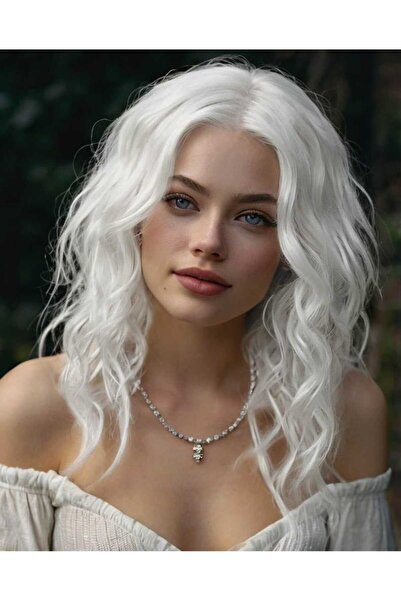 animis beauty Λευκή περούκα καρέ, συνθετική ίνα υψηλής ποιότητας με εμφάνιση,...