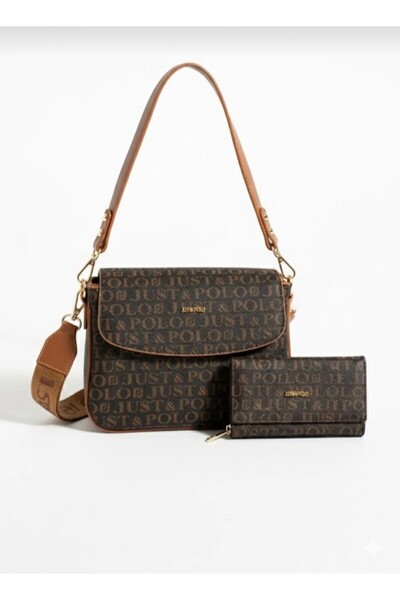 eflanmoda Combinație geantă de umăr și portofel pentru femei Just Polo cu 3 c...