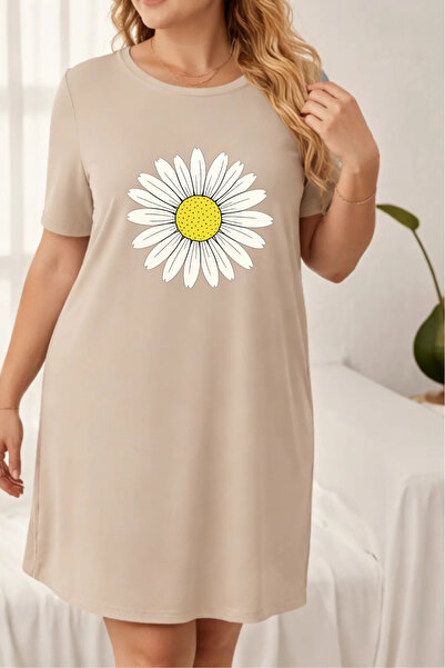 Pink Sky Rochie tricou cu mânecă scurtă pentru femei de mărime mare, cu decol...