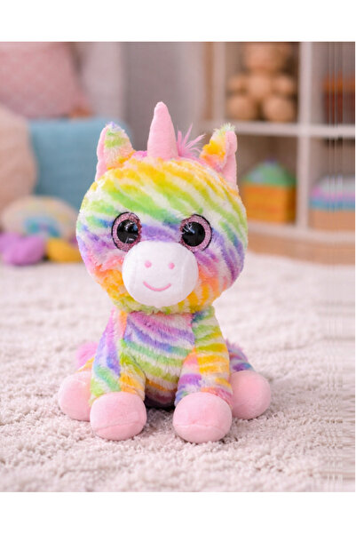 HALLEY Oturan Renkli Peluş Unicorn 25 Cm