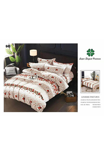 ANATOLIATEKSTILE Finet Bed Linen 6 Pieces, Complete Matrimonial Set, Modern M...