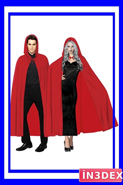 İN3DEX Hooded Cloak 120cm Red Party Costume Accessory