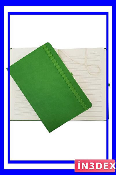 İN3DEX دفتر ملاحظات مخطط بغلاف جلدي حراري، 80 ورقة، أخضر