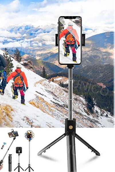 Munico 360° Dönebilen Bluetooth Selfie Çubuğu Tripod – Sarsıntı Önleyici Evre...