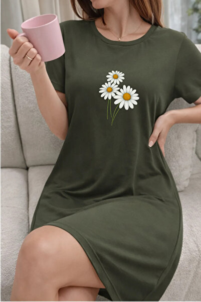 Pink Sky Plus Size Women's Short Sleeve Crew Neck T-Shirt Dress Nightgown