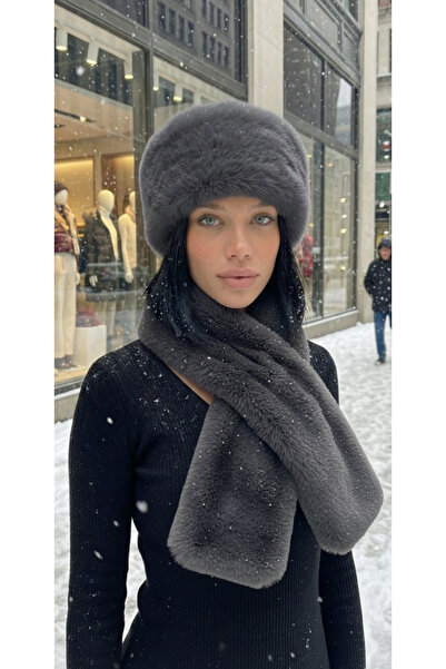 emybox طقم من قطعتين من قبعات وأوشحة القطيفة - طقم قبعة وشاح للرقبة من القطيف...