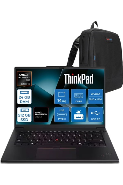 LENOVO Thinkpad P14S G5 Ryzen 7 Pro 8840HS 24GB Ddr5 512GB SSD 14" IPS FDOS 2...