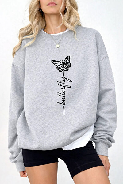 Pink Sky Unisex Printed Crew Neck Sweatshirt Oversized Cotton Daily Comfortable