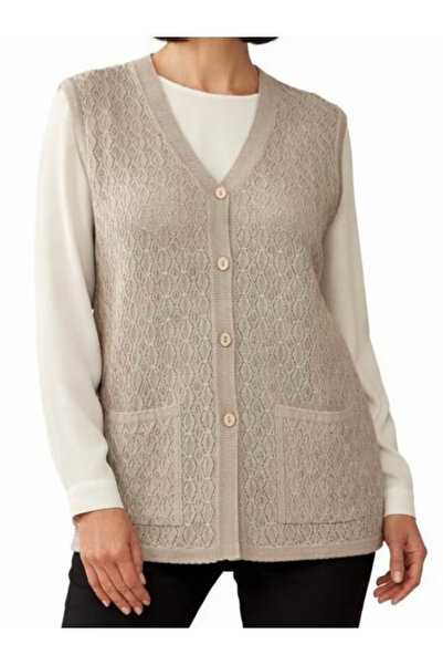 tiriTEK TRİKO Mercerizovani Sa baklava šarom Majčinski prsluk / Mlečna kafa