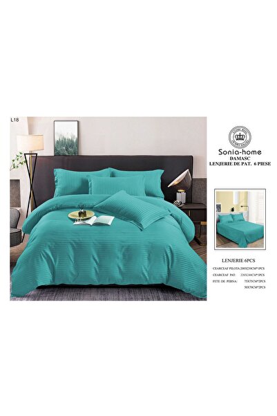 Sonia-home Damask bed linen, 100% cotton, 6 pieces, plain, bed sheet 220x240cm