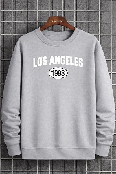 Pink Sky Unisex cu imprimeu guler rotund Swea tricou supradimensionat Bumbac ...