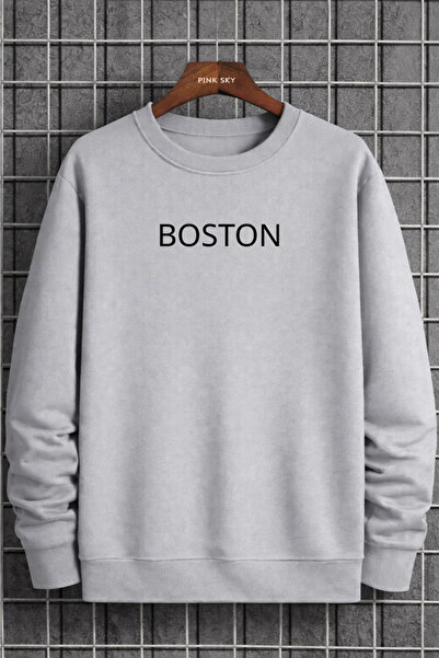 Pink Sky Unisex Printed Crew Neck Sweatshirt Oversized Cotton Daily Comfortable