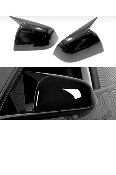 HYM TUNİNG Tesla Model Y Parlak Siyah Piano Black Yarasa Ayna Kapağı Batman